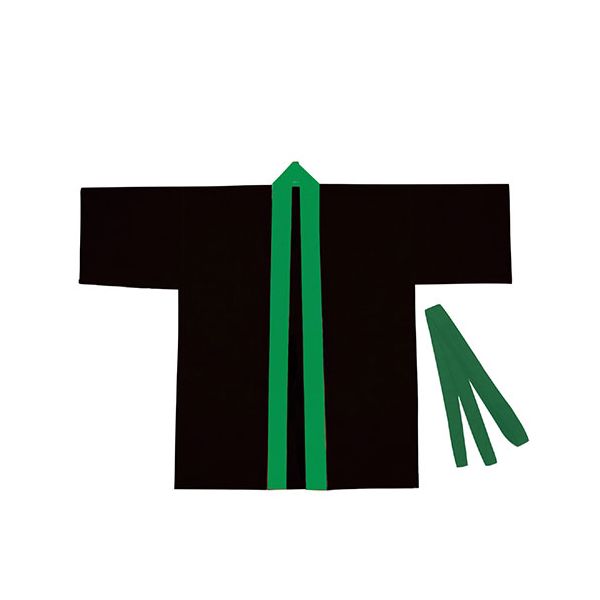(LINEクーポン有)【個数：1個】ATC4571X20 直送 代引不可・他メーカー同梱不可 20個セット ARTEC カラー不織布ハッピ 子供用S 黒 緑襟