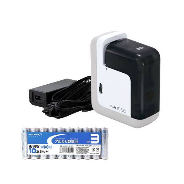 (LINEクーポン有)【個数：1個】EH90046+HDLR6/1.5V10P 直送 代引不可・他メーカー同梱不可 MAX マックス 電動ホッチキス バイモ11 E－SQ アダプタ付きモデル BH－11F／AC ＋ アルカリ乾電池 単3形10本パックセッ