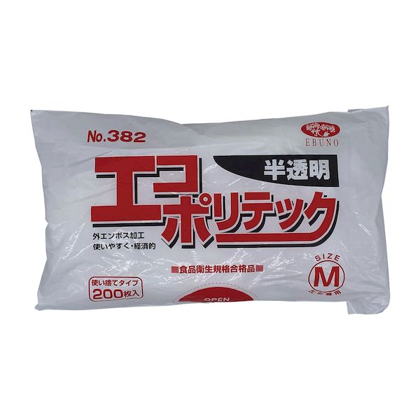 (LINEクーポン有)【個数：30個】4520951005931 【30個入】 直送 代引不可・他メーカー同梱不可 エブノ エコポリテック 袋入 半透明 M 382 200入