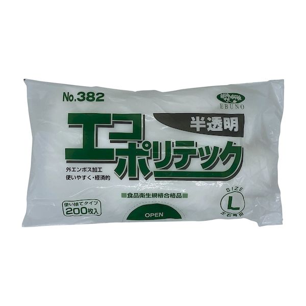 (LINEクーポン有)【個数：30個】4520951005948 【30個入】 直送 代引不可・他メーカー同梱不可 エブノ エコポリテック 袋入 半透明 L 382 200入