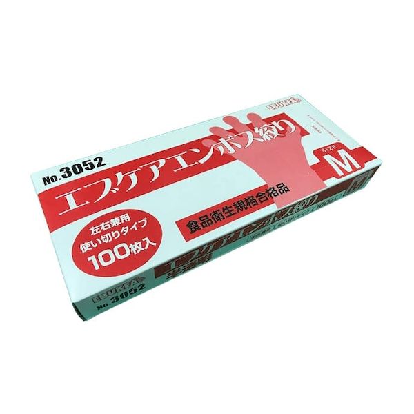 (LINEクーポン有)【個数：60個】4520951012021 【60個入】 直送 代引不可・他メーカー同梱不可 エブノ エブケアエンボス絞り 箱入 半透明 M 3052 100入