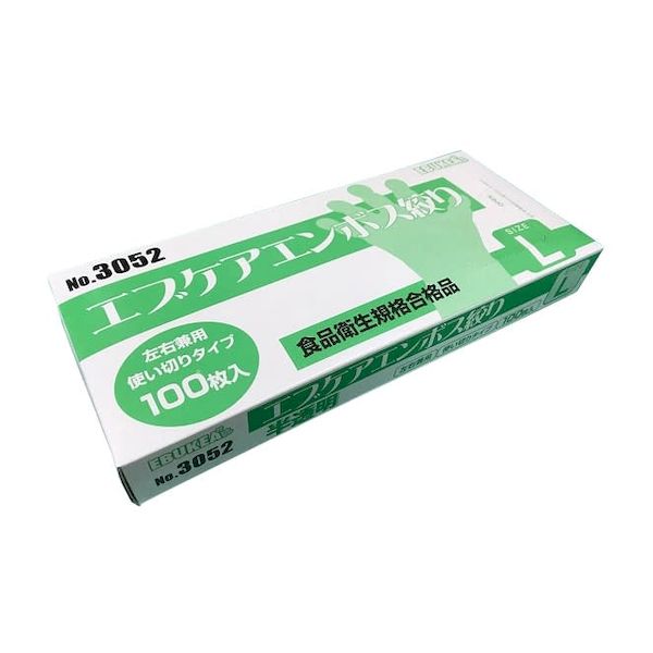 (LINEクーポン有)【個数：60個】4520951012038 【60個入】 直送 代引不可・他メーカー同梱不可 エブノ エブケアエンボス絞り 箱入 半透明 L 3052 100入