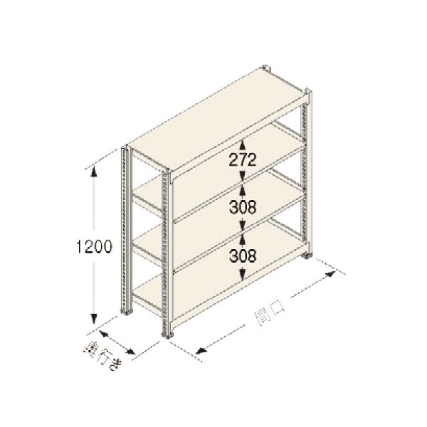 (LINEクーポン有)【個人宅配送不可】扶桑金属工業 GSN-C1209C4R 直送 代引不可・他メーカー同梱不可 中量ラック Cタイプ300KG アイボリー色 GSNC1209C4R