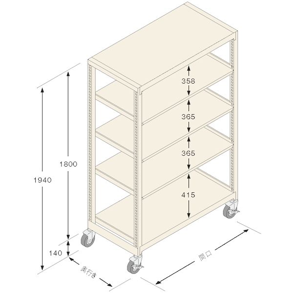 (LINEクーポン有)【個人宅配送不可】扶桑金属工業 GSN-K1809C5DC 直送 代引不可・他メーカー同梱不可 中量ラック キャスタモデル アイボリー色 GSNK1809C5DC
