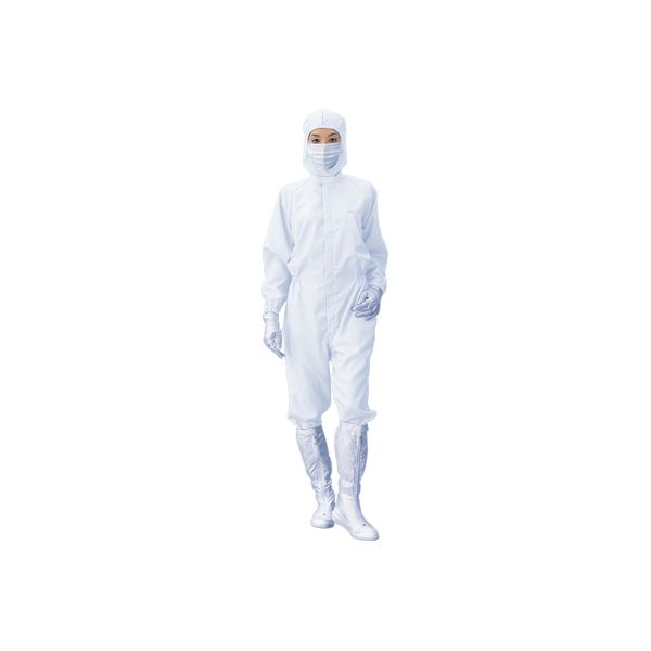 (LINEクーポン有)1-6364-09 無塵衣・AS199C 男女兼用ツナギ服 白 6L 1636409|測定器・工具のイーデンキ