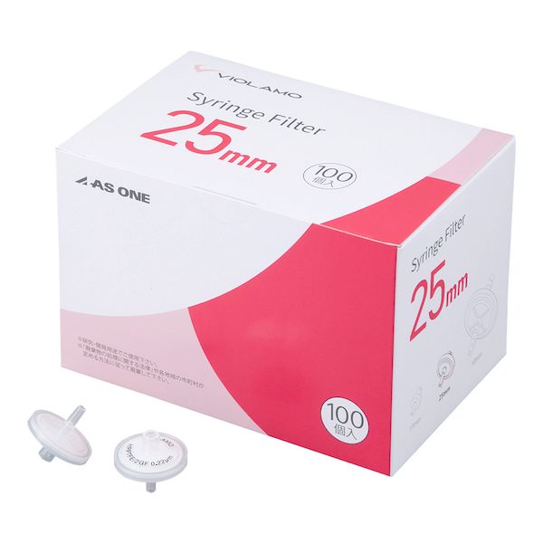 (LINEクーポン有)4-6107-02 ビオラモ多層構造シリンジフィルター疎水性PTFE 直径25mm 孔径0．45μm PTFE2G－025S045O 100個／箱 4610702