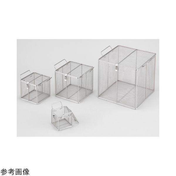 (LINEクーポン有)4-4979-02 フタ付バスケット持ち手付 150×150×150 4497902