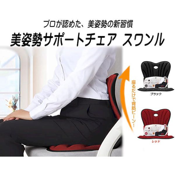 (LINEクーポン有)K14785-2 美姿勢サポートチェア スワンル レッド K14785