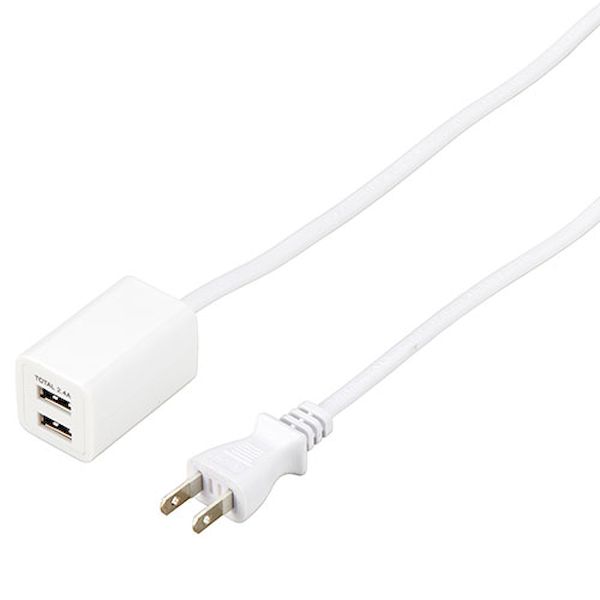 【個数:1個】H72012UWHX10 直送 代引不可・他メーカー同梱不可 10個セット YAZAWA USBタップ 2ポート 2.4A 1m ホワイト|測定器・工具のイーデンキ