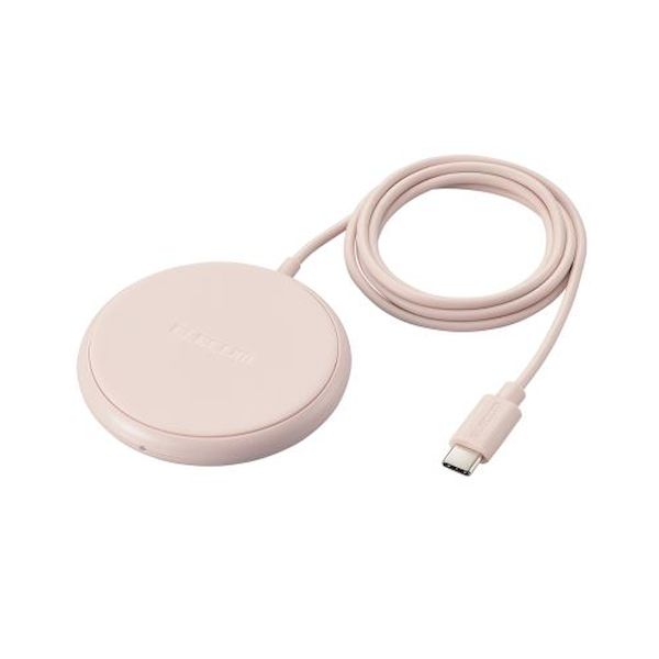 (LINEクーポン有)【個数：1個】W-QA25PNX3 直送 代引不可・他メーカー同梱不可 3個セット エレコム ワイヤレス充電器 Qi認証 5W 卓上 滑り止めパッド ケーブル一体 ピンク WQA25PNX3