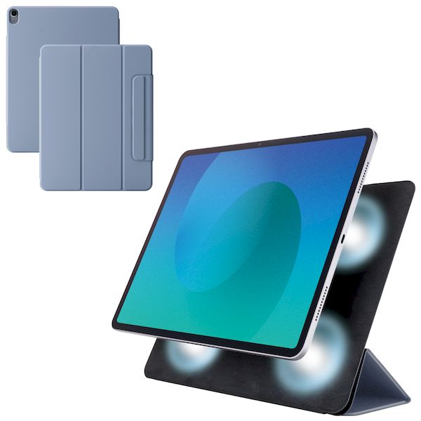 (LINEクーポン有)エレコム ELECOM TB-A25XWVPF2BG iPad Air ケース 13インチ M3／M2 マグネット着脱フラップ 2アングル 三つ折りスタンド ブルーグレー TBA25XWVPF2BG