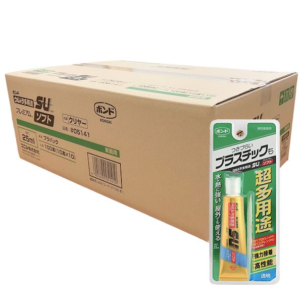 (LINEクーポン有)コニシ 4901490058266 ボンド ウルトラ多用途SU プレミアムソフト 25ml クリヤー 100入 37,889円