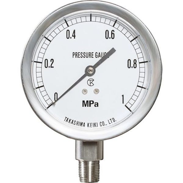 高島 1460225 ステンレス圧力計 A枠立型・φ60 圧力レンジ0．0～25MPa R1／4