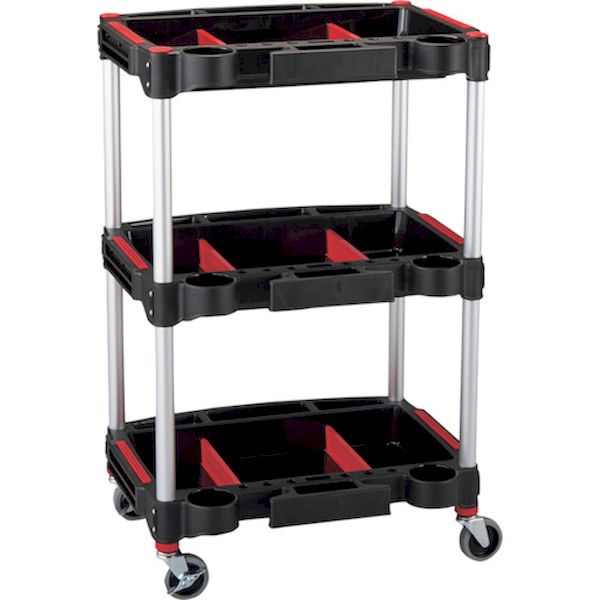 緑十字 146152 ツールカート KT－4658X 黒 570×455×890mm トレイ3段