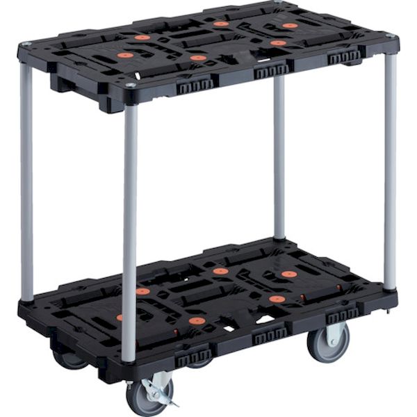 ＴＲＵＳＣＯ BT720J3S2-E100 連結式樹脂製2段台車 ビートル 700X450 自在3輪 内2輪ストッパー付 ハンドルなし BT720J3S2E100