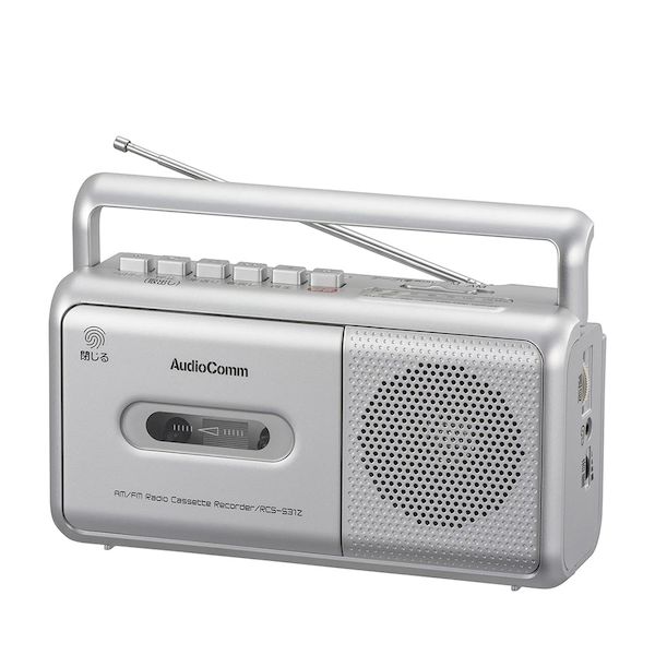 (LINEクーポン有)オーム電機 RCS-531Z モノラルラジオカセットレコーダー 2電源／ACまたは単2形×4本使用／録音マイク内蔵／ワイドFM／シルバー RCS531Z