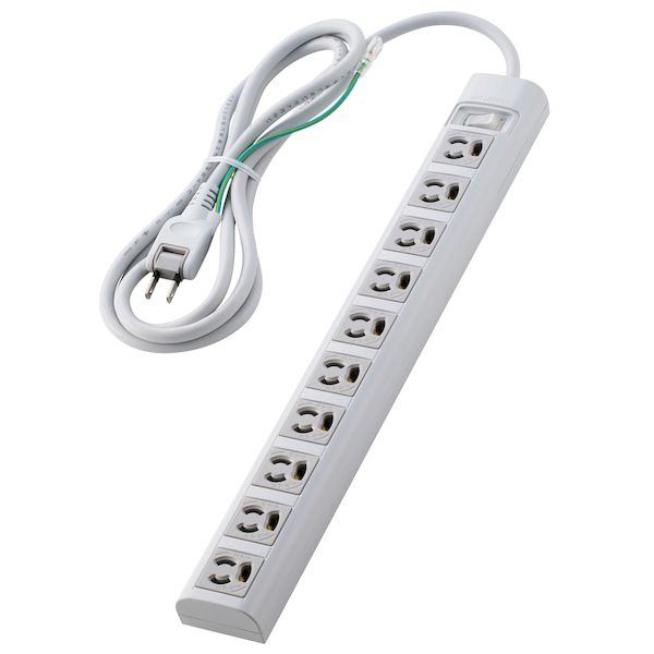 エレコム ELECOM T-Y3A-31020WH 電源タップ 3ピン 10個口 2m マグネット 雷ガード 抜け止め 一括スイッチ オフィス 会議室 ホワイト TY3A31020WH