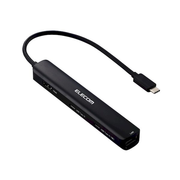 エレコム ELECOM DST-C30BK USB TypeC ドッキングステーション ハブ 6&minus;in&minus;1 PD 85W出力 急速充電 USB&minus;C&times;2 USB&minus;A&times;2 HDMI&times;1 RJ45&times;1 ブラック DSTC30BK｜測定器・工具のイーデンキ