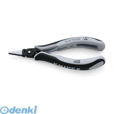 【即納在庫品】「直送」クニペックス KNIPEX 3442-130ESD ＥＳＤ精密用プライヤー 平 １３０ｍｍ 3442130ESD ESD精密用プライヤー