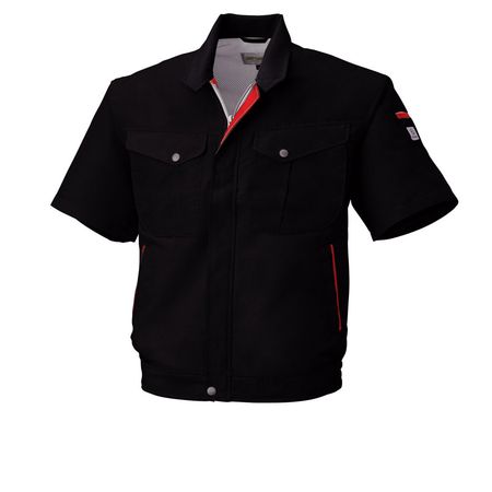 (LINEクーポン有)4930269031964 ECO WORLD 5618 ハンソデジヤケツト 色：ブラツクXレツド サイズ：M