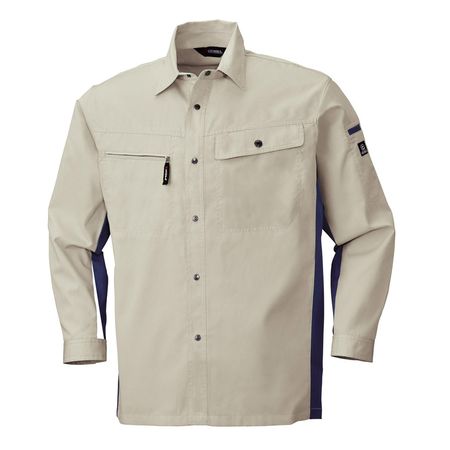 (LINEクーポン有)4930269208489 ECO WORLD 6655 ナガソデシヤツ 色：シルバーグレーXブルーグレー サイズ：4L