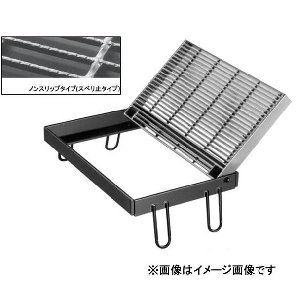 (LINEクーポン有)【個人宅配送不可】【個数：1個】ニムラ PGE-SV 525-44(T-2) 直送 代引不可・他メーカー同梱不可 鋼板製グレーチング 110°開閉細目 ノンスリップ 受枠付 PGE－SV スベリ止 溝幅400×400mm用 PGES