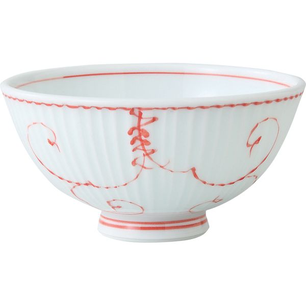 (LINEクーポン有)西海陶器 60287 【5個入】 唐草ぶどう 軽量飯碗 赤・小
