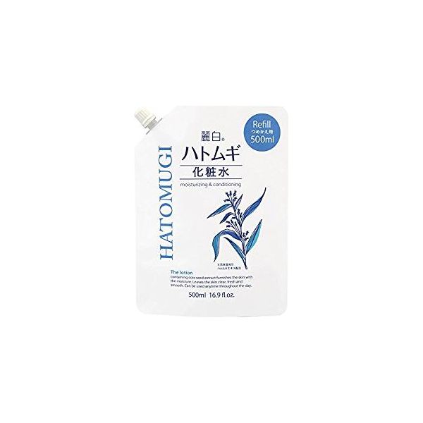 (LINEクーポン有)4513574025899 【24個入】 麗白 ハトムギ化粧水 500ml スパウト付【キャンセル不可】 詰替 熊野油脂 詰替え