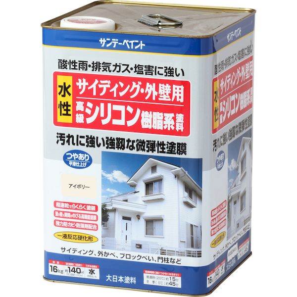 サンデーペイント 4906754255276 サイディング・外壁用水性シリコン樹脂系塗料 アイボリー 16K 外壁水性シリコン樹脂塗料 SP外壁シリコン|測定器・工具のイーデンキ
