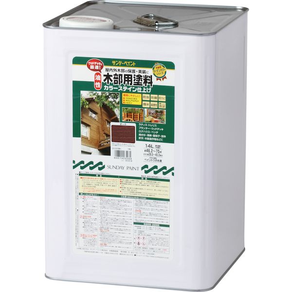 サンデーペイント 4906754265084 油性木部用塗料カラーステイン オーク 14L 油性木部カラーステイン SP油性木部用 油性木部用カラーステイン sundaypaint|測定器・工具のイーデンキ