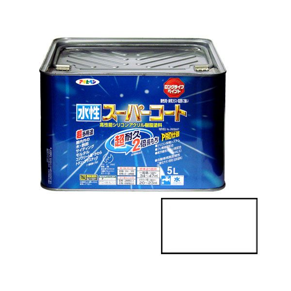 直送 代引不可・他メーカー同梱不可 アサヒペン 4970925416216 水性スーパーコート ５Ｌ 白 4970925416216 水性塗料 ペンキ 多用途-水性スーパーコート 多用途ー水性スーパーコート