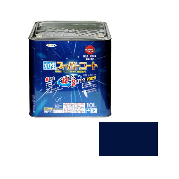 直送 代引不可・他メーカー同梱不可 アサヒペン 4970925416742 水性スーパーコート １０Ｌ なす紺 4970925416742 水性塗料 多用途-水性スーパーコート 多用途ー水性スーパーコート
