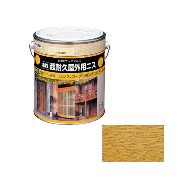 直送 代引不可・他メーカー同梱不可 アサヒペン 4970925524157 超耐久屋外用ニス １．８Ｌ 透明クリヤ 4970925524157 油性超耐久屋外用ニス 塗装用品 建物