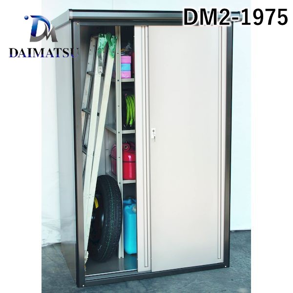 在庫あり 即納 楽天市場 5月1日最大400円offクーポン エントリーで最大ポイント4倍 ダイマツ Dm2 1975 直送 代引不可 他メーカー同梱不可 Dm物置収納庫 奥行765 幅14mmタイプ スチール製 屋外用物置 鍵付き 2枚引戸 Dm 測定器 工具のイーデンキ