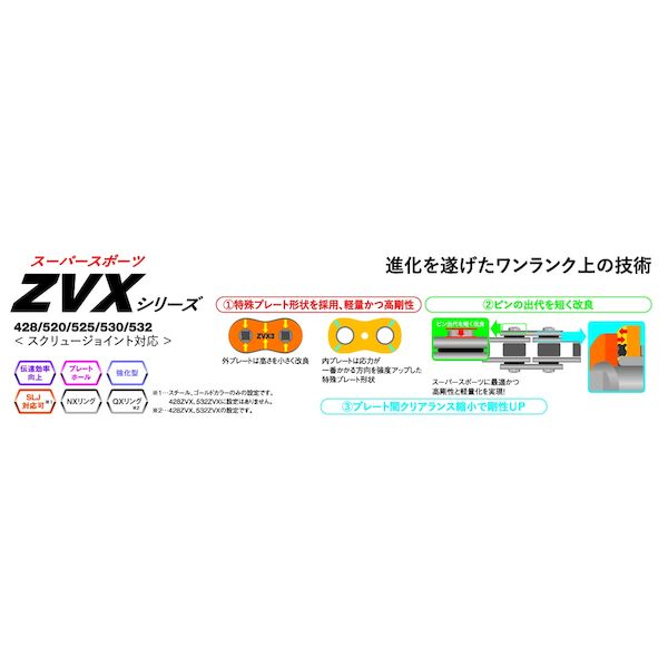 上品】 EKシールチェーン 530ZVX3 126L スチール SLJ スクリュー