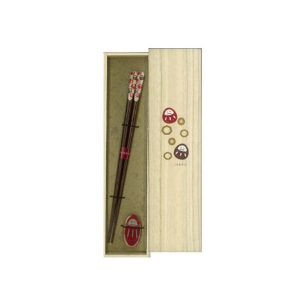 (LINEクーポン有)4580219392869 【7個入】 一双 吉兆桐箱箸置き付 夢だるま 23cm 89511【キャンセル不可】
