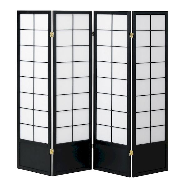 (LINEクーポン有)【個数：1個】弘益 JP-S150-4(BK) 直送 代引不可・他メーカー同梱不可 【完成】和風衝立4連 ブラック JPS1504(BK)