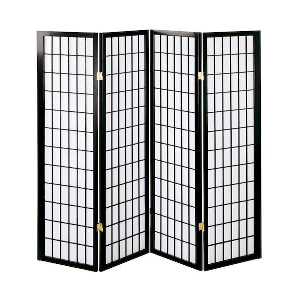 (LINEクーポン有)【個数：1個】弘益 JP-和風衝立4連こだま 直送 代引不可・他メーカー同梱不可 【完成】和風衝立 ブラック JP和風衝立4連こだま