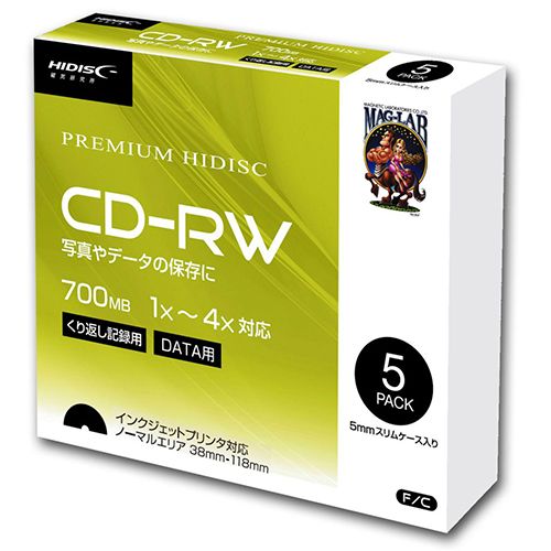 (LINEクーポン有)【個数：1個】HDCRW80YP5SCX20 直送 代引不可・他メーカー同梱不可 20個セット HIDISC データ用 CD－RW 1－4倍速5mmスリムケース入り5枚パック