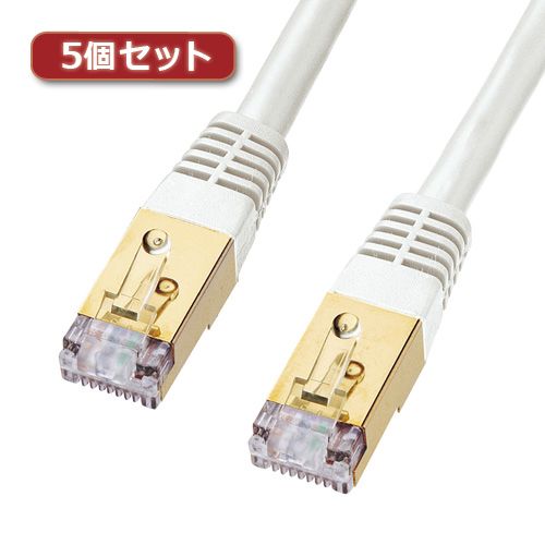 【個数：1個】KB-T7-006WNX5 直送 代引不可・他メーカー同梱不可 5個セット サンワサプライ カテゴリ7LANケーブル0．6m｜測定器・工具のイーデンキ