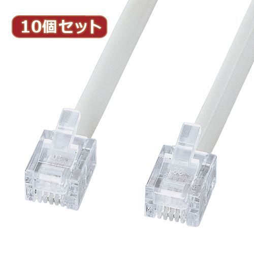 【SALE／10%OFF個数 1個 TEL-EN-3N2X10 直送 代引不可 他メーカー同梱不可 10個セット サンワサプライ エコロジー電話ケーブル ノーマル TEL&minus;EN&minus;3N2 測定器 工具のイーデンキ