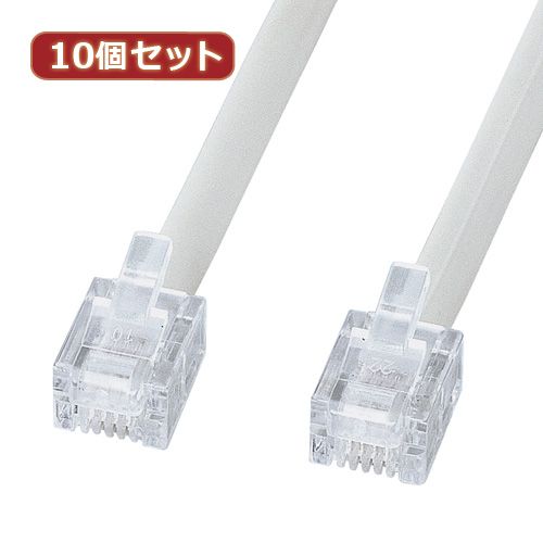 【個数：1個】TEL-EN-5N2X10 直送 代引不可・他メーカー同梱不可 10個セット サンワサプライ エコロジー電話ケーブル ノーマル TEL&minus;EN&minus;5N2｜測定器・工具のイーデンキ