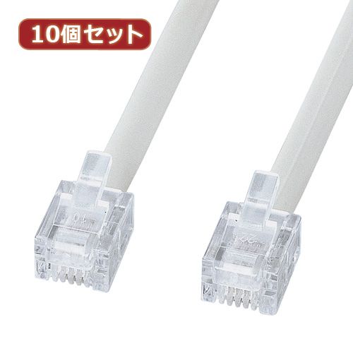 【個数：1個】TEL-EN-7N2X10 直送 代引不可・他メーカー同梱不可 10個セット サンワサプライ エコロジー電話ケーブル ノーマル TEL&minus;EN&minus;7N2｜測定器・工具のイーデンキ