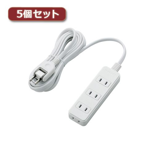 【個数：1個】T-KS02-2430WHX5 直送 代引不可・他メーカー同梱不可 5個セットエレコム 電源タップ 雷ガード付き T－KS02－2430WH