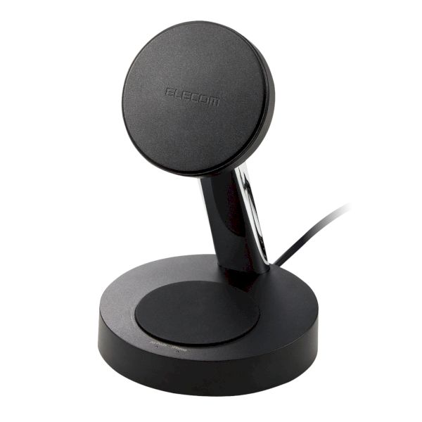 (LINEクーポン有)エレコム ELECOM W-MS03BK ワイヤレス充電器 7．5W＋5W マグネット式 スタンドタイプ 同時充電 縦置き／横置き両対応 ブラック WMS03BK