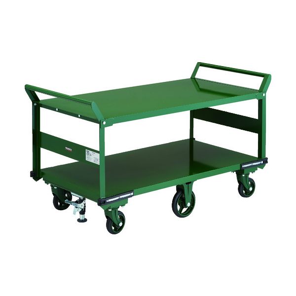 (LINEクーポン有)【個人宅配送不可】トラスコ TRUSCO OH-1L2W-6S 直送 代引不可・他メーカー同梱不可 鋼鉄製運搬車 1400X750 両袖2段型 鋳物6輪車 ストッパー付 OH1L2W6S