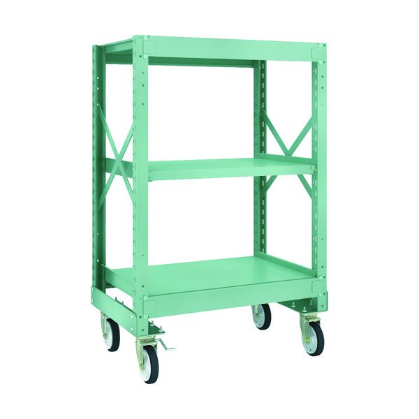 (LINEクーポン有)【個人宅配送不可】トラスコ TRUSCO R3-4363-G150 直送 代引不可・他メーカー同梱不可 R3型ボルト式中量棚W900XD600XH1400 3段 Φ150 ゴムキャスター付 R34363G150