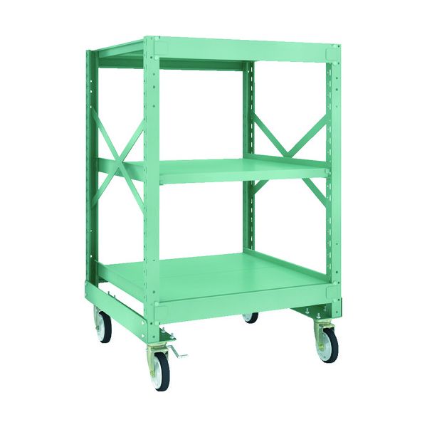 (LINEクーポン有)【個人宅配送不可】トラスコ TRUSCO R3-4393-G150 直送 代引不可・他メーカー同梱不可 R3型ボルト式中量棚W900XD900XH1400 3段 Φ150 ゴムキャスター付 R34393G150