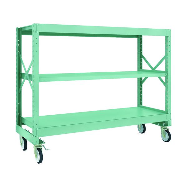 (LINEクーポン有)【個人宅配送不可】トラスコ TRUSCO R3-4663-G150 直送 代引不可・他メーカー同梱不可 R3型ボルト式中量棚W1800XD600XH1400 3段 Φ150 ゴムキャスター付 R34663G150