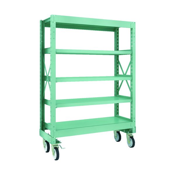 (LINEクーポン有)【個人宅配送不可】トラスコ TRUSCO R3-5455-G150 直送 代引不可・他メーカー同梱不可 R3型ボルト式中量棚W1200XD500XH1700 5段 Φ150 ゴムキャスター付 R35455G150
